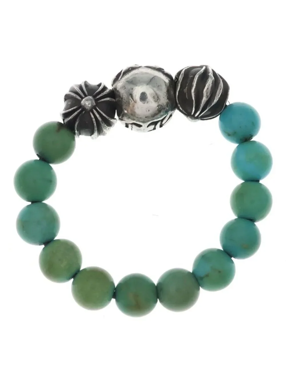 Chrome Hearts Bead Ring Turquoise Blue Silver